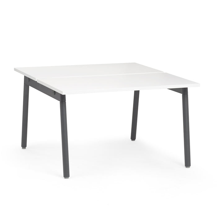 Modern white table with black metal legs on a white background (White-47&quot;)