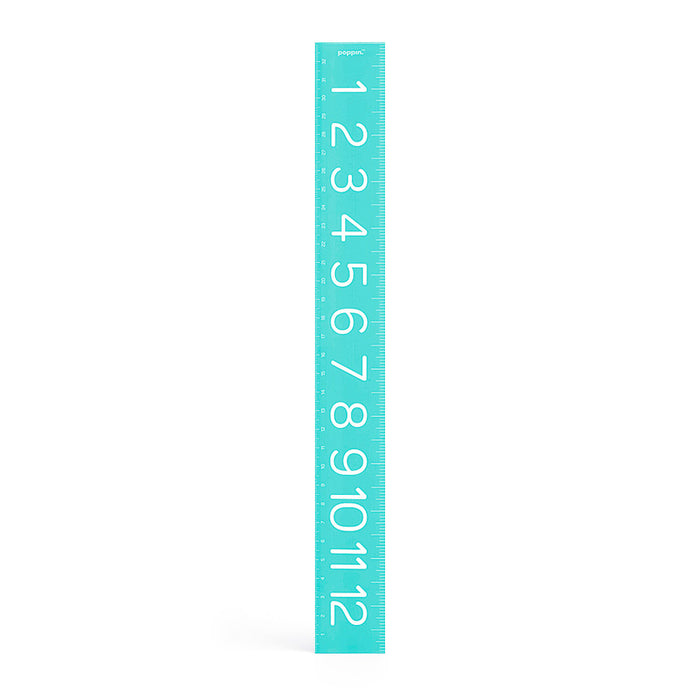 Blue children's growth chart with numbers 1 through 12 on a white background (Aqua)