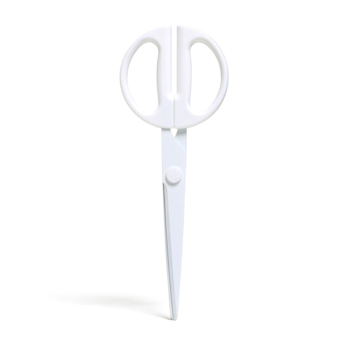 White scissors with sharp blades and comfortable grip isolated on white background. (White)
