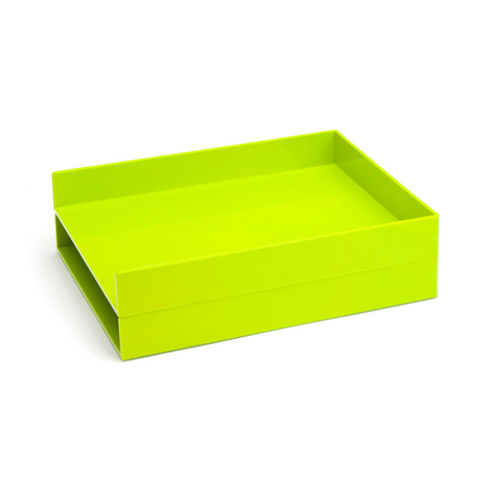 Bright green empty storage box on white background. (Lime Green)