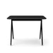 Modern black rectangular table with sleek legs isolated on a white background. (Black)