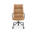 Modern brown leather office chair with black base on white background. (Tan-Black)
