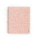 Spiral-bound notebook with pink cover and abstract pattern isolated on white background. (Blush)