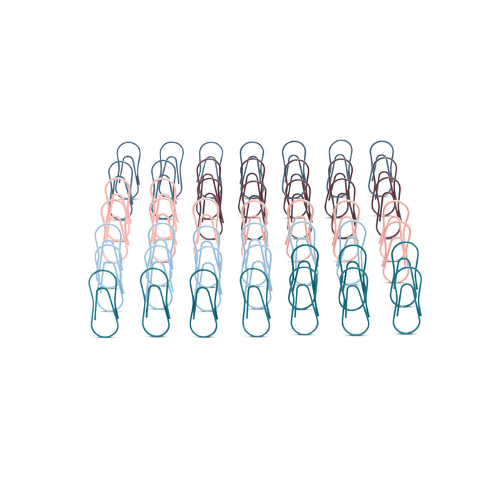 Colorful paper clips arranged in rows on a white background. (Contemp. Assorted)