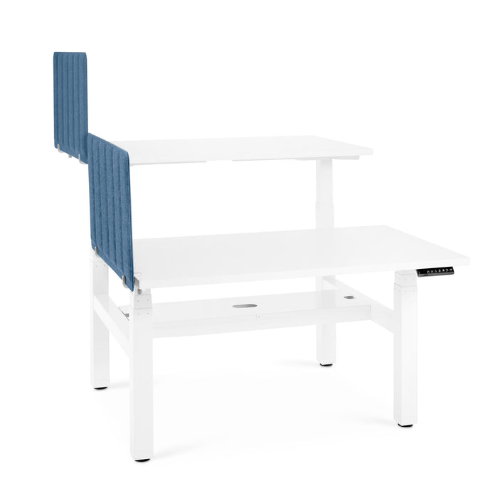 Modern white office desk with blue divider on a white background. (Dark Blue-28&quot;)