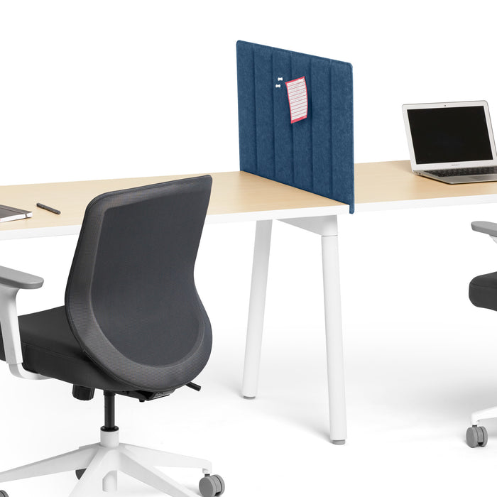 Modern office desk with ergonomic chair and laptop on white background. (Dark Blue-28&quot;)
