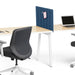 Modern office desk with ergonomic chair and laptop on white background. (Dark Blue-28&quot;)