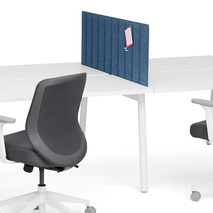 Modern office desk with blue partition and ergonomic grey chair (Dark Blue-47&quot;)