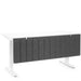 Modern white standing desk with gray privacy panel on white background. (Dark Gray-47&quot;)