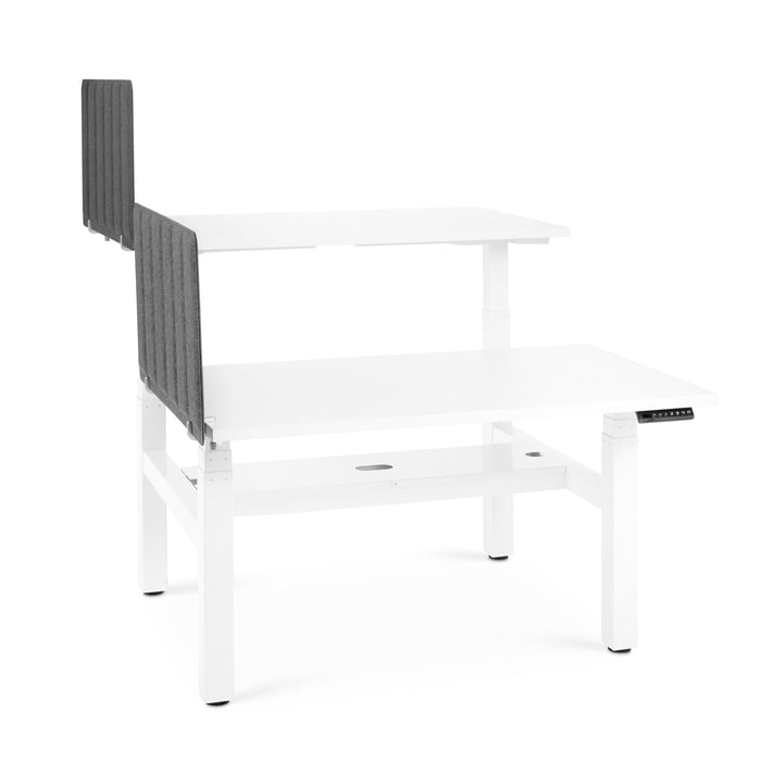 Modern white office desk with gray panel and USB ports on white background. (Dark Gray-28&quot;)