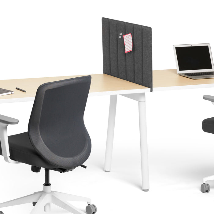 Modern office desk setup with ergonomic chair and laptop on white background. (Dark Gray-28&quot;)