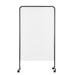 Blank whiteboard on a black stand with wheels against a white background. (Black)