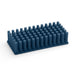 Blue silicone grooming brush with flexible bristles on white background. (Slate Blue)