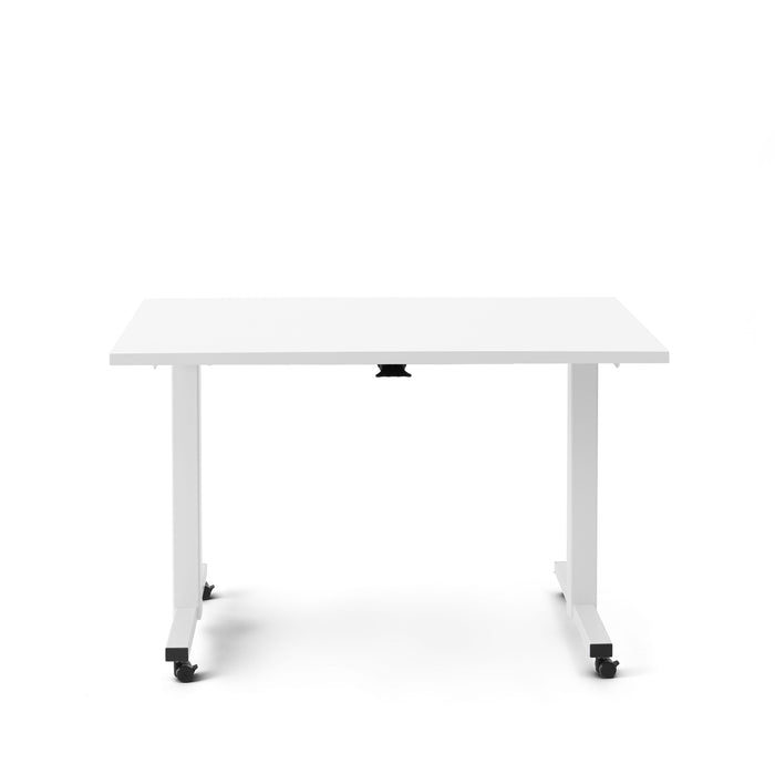 Modern white adjustable standing desk isolated on white background. (White-47&quot;)