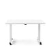 White height-adjustable desk with wheels on white background. (White-57&quot;)