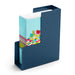 Vertical blue file organizer with colorful folders on a white background. (Slate Blue)