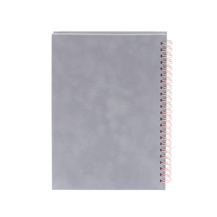 Gray spiral notebook with blank cover isolated on white background. (Dove Gray)