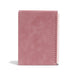 Pink spiral-bound notebook standing upright on white background. (Dusty Rose)