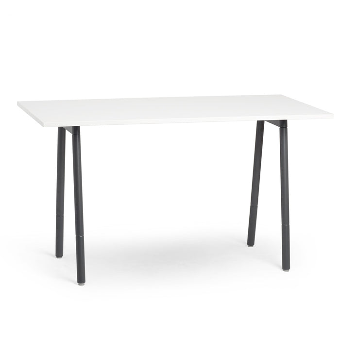 Modern white table with black legs on a white background. (White-72&quot; x 36&quot;)