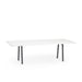 Modern white rectangular table with black legs on a white background. (White-96&quot; x 42&quot;)