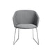 Modern gray fabric chair with sleek metal legs on a white background. (Gray)