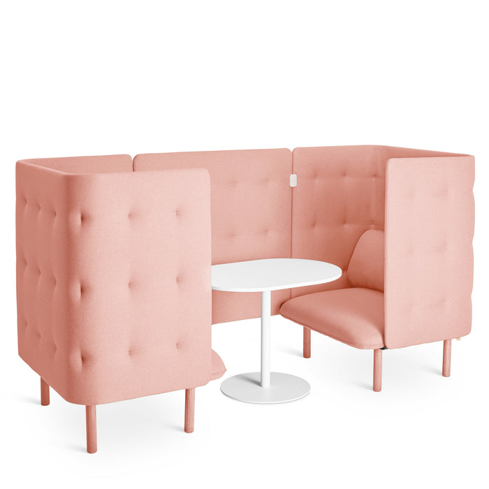 "Modern pink booth seating with white round table on a white background" (Blush-Blush)