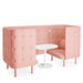 "Modern pink booth seating with white round table on a white background" (Blush-Blush)