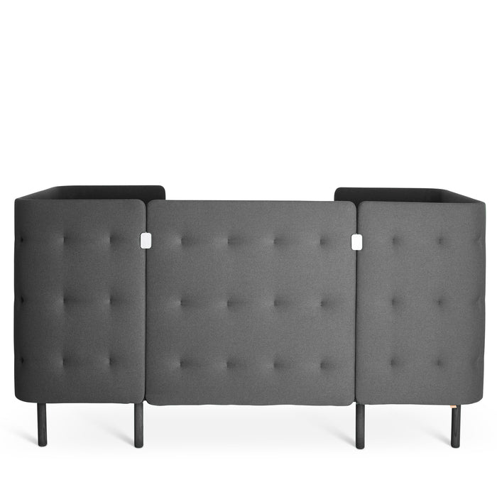 Modern gray tufted sofa with black legs isolated on white background. (Dark Gray-Dark Gray)