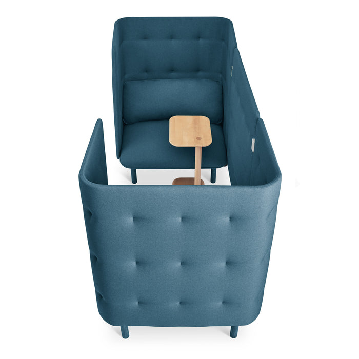 Blue tufted wingback chair with wooden legs on a white background (Dark Blue-Dark Blue)(Dark Blue-Dark Blue)