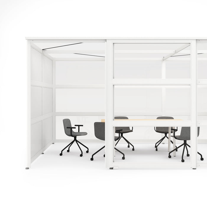 Modern office cubicle with desks and chairs on white background (White-Open)