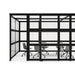 Modern office cubicle with black frames and glass partitions on white background (Black-Open)