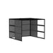 Black foldable room divider with fabric panels on white background. (Black-Semi-Private-Black Panel)