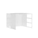 White modern room divider with shelves on white background (White-Semi-Private-White Panel)