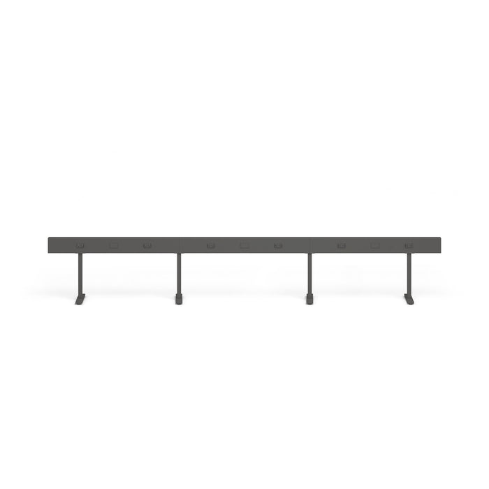Long modern gray bench with metal legs on white background. (Charcoal-150&quot;)