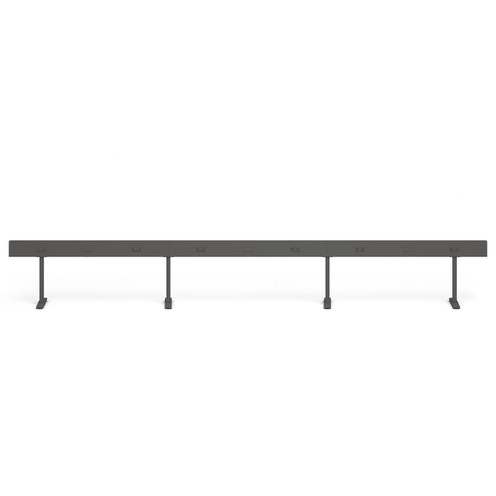 Long modern modular bench with metal legs on white background. (Charcoal-180&quot;)