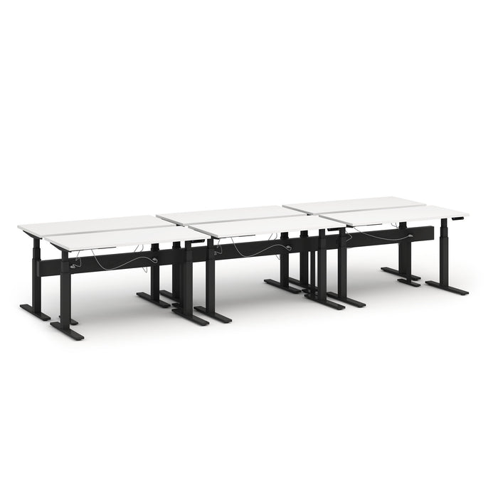 Modular white office desks arranged in a row on a white background (Charcoal-180&quot;)