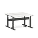Adjustable height modern desk with white top and black frame on a white background. (Charcoal-60&quot;)