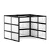 Modern black room divider with translucent white panels and metal frame. (Black-Private-White Glass)