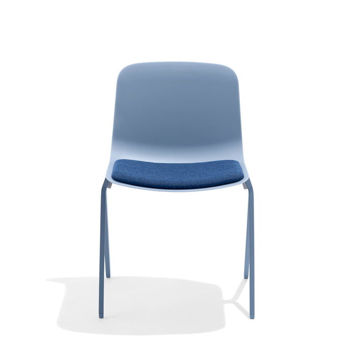 Blue modern chair with metal legs isolated on white background. (Sky)
