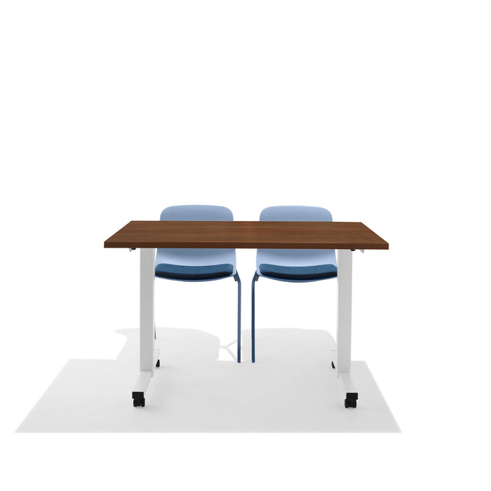 Modern office table with blue chairs on white background (Sky)