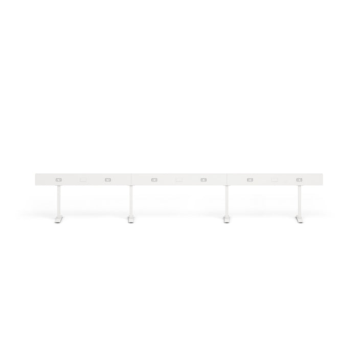 Minimalist white desk with drawers on white background (White-150&quot;)