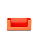 Orange plastic storage bin isolated on white background. (Orange)