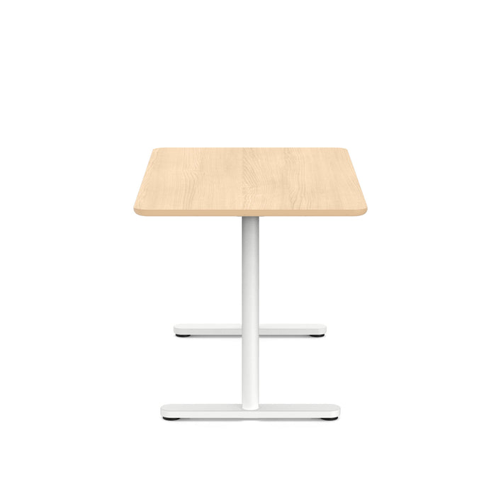 Modern wooden top table with metal base isolated on white background. (Natural Oak-48&quot;)
