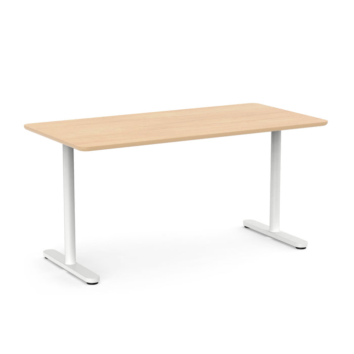 Modern wooden office desk with metal legs on a white background. (Natural Oak-60&quot;)