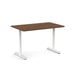 Modern standing desk with brown top and white legs on a white background. (Walnut-48&quot;)