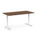 Modern brown wooden top office desk with white metal legs on a white background. (Walnut-60&quot;)