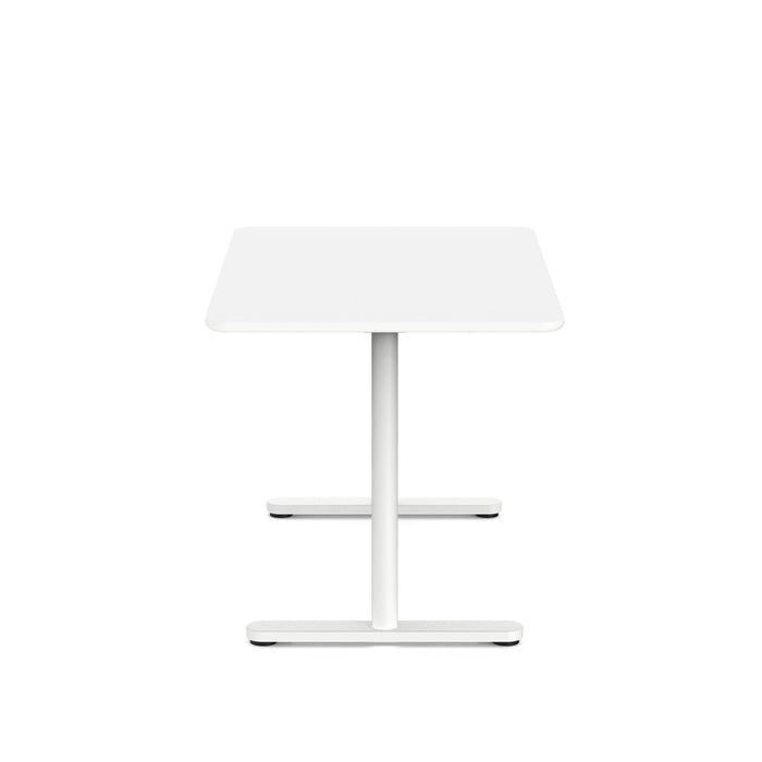 Modern white square table with metal base on a white background. (White-48&quot;)