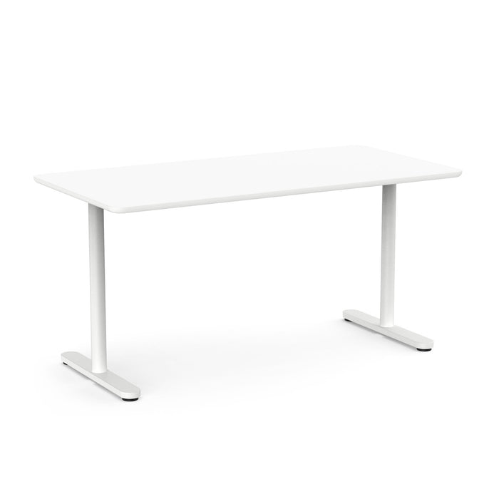 White modern office desk with metal legs on a white background. (White-60&quot;)