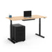 Modern standing desk with laptop and black mobile pedestal on white background. (Natural Oak-60&quot;)