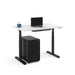 Modern standing desk with laptop and black filing cabinet on white background. (White-48&quot;)